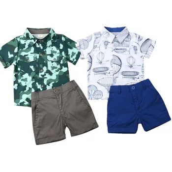 

Pudcoco US Stock 1-6 Years Toddler Baby Boy Formal Summer Clothes Set Shirt Tops Pants Sunsuit Standing Collar Outfits Clothes