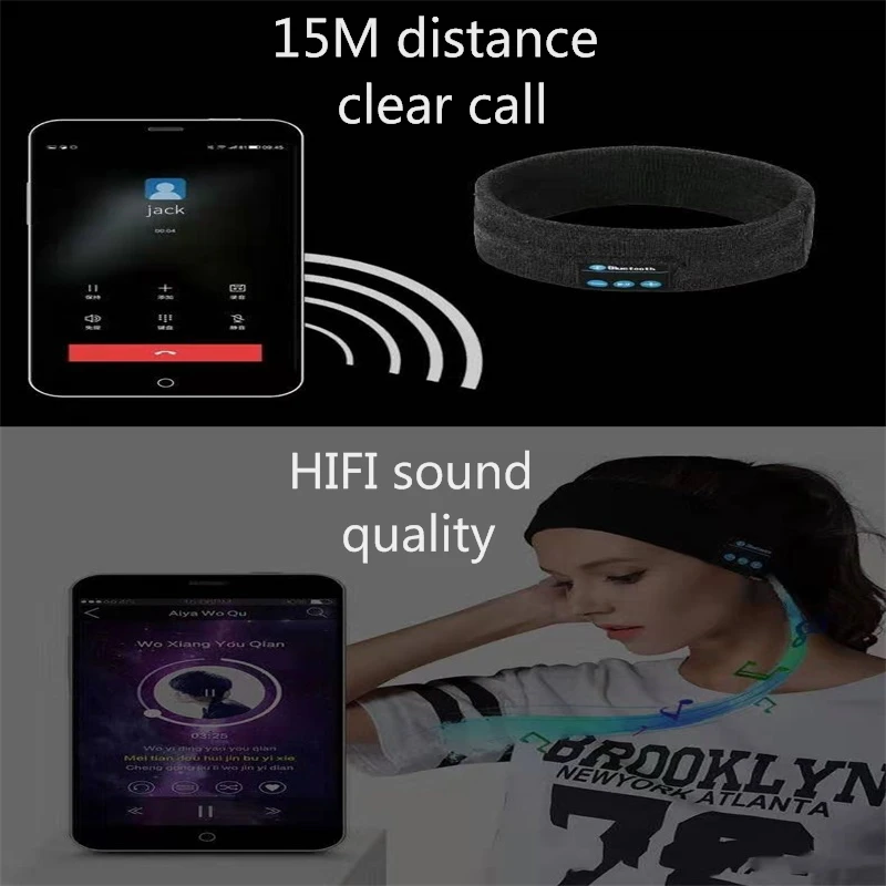 Беспроводные Bluetooth музыкальные наушники-повязки HIFI Качество звука спорт, йога на улице фитнес-звонки наушники музыка головной платок