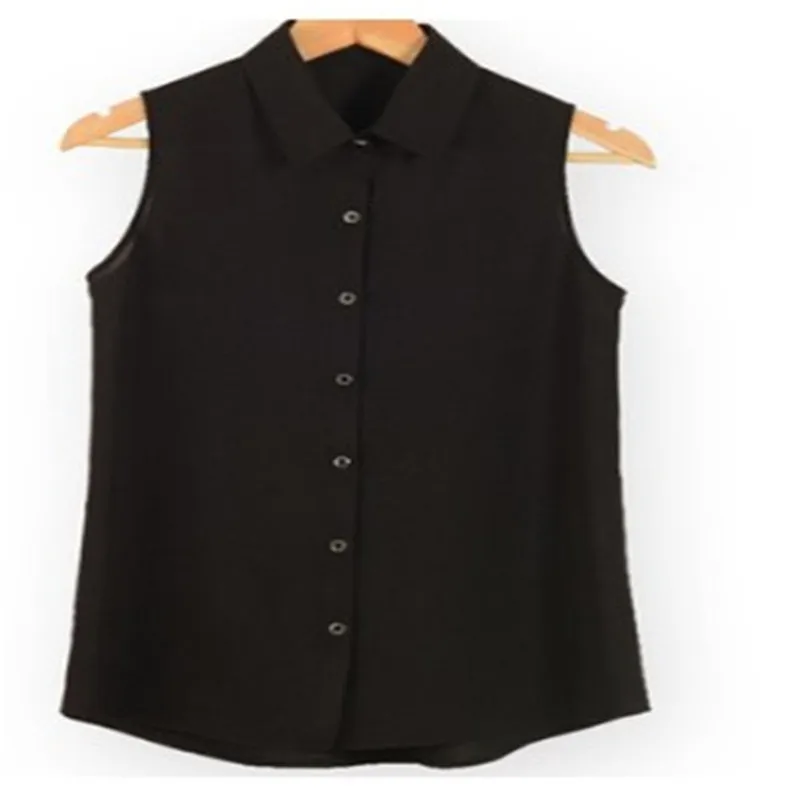 Женская шифоновая рубашка без рукавов с отложным воротником|shirt female|shirt blouseblusas