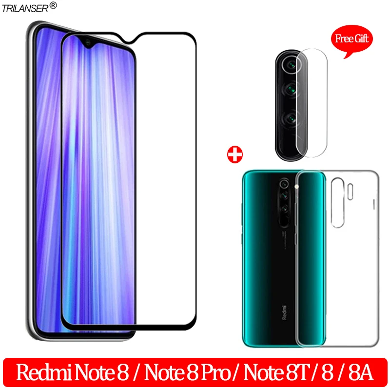 

3-in-1 Glass + Case For Redmi Note 8 T 8A Screen Protector Tempered Glass Xiaomi-Redmi-8A Camera Protector Redmi Note 8Pro Glass