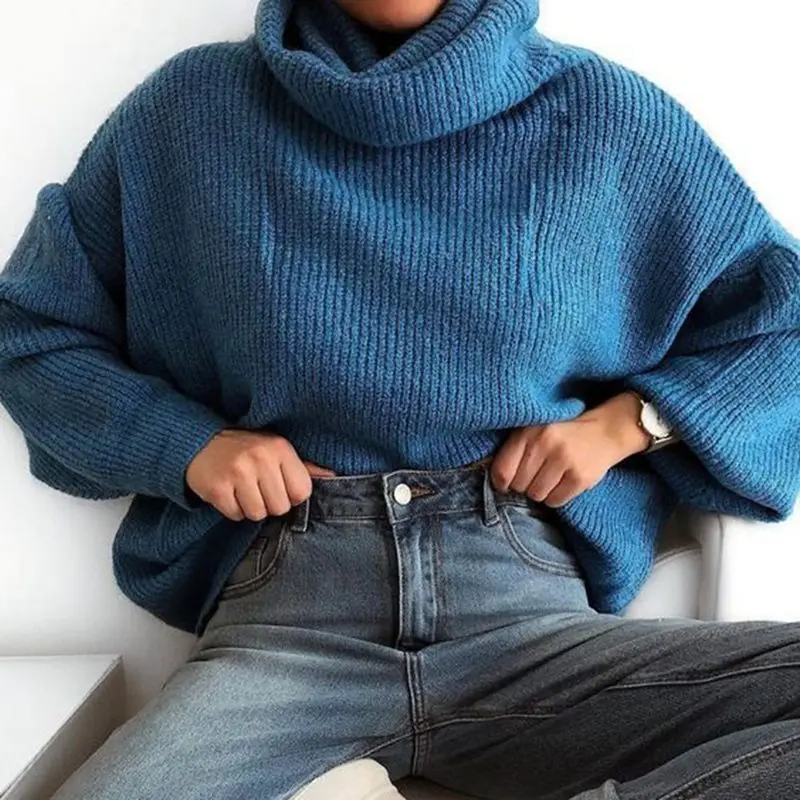 

Women Turtleneck Chunky Oversized Sweater Korean Minimalist Knit Sweaters Pullover And Jumper 2019 Autumn Winter Knitted Top