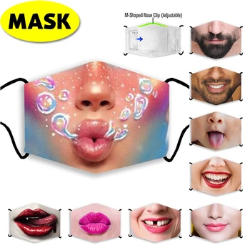 

Men Women Funny Printing Face Mouth Mask Adult Fashion Outdoor Breathable Washable Reusable Cycling Mask Mouth Cover For Face