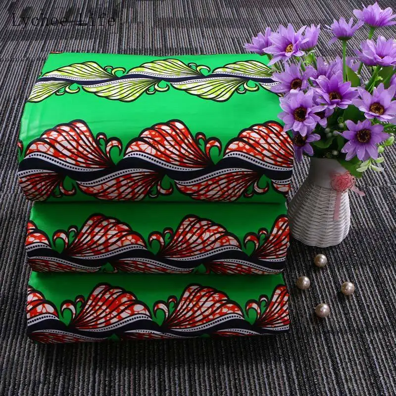 Lychee Life 1 ярд хлопок настоящий воск принт ткань Анкара Африканский цветок батик ткань для женщин вечернее платье изготовление ремесел