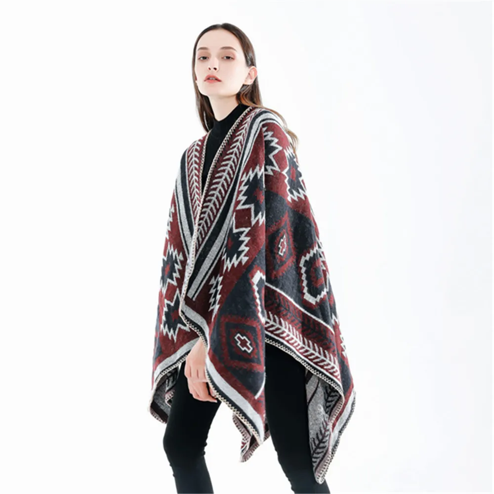 

Autumn and winter thickened Europe and the United States wind new best selling geometric patterns cashmere shawl