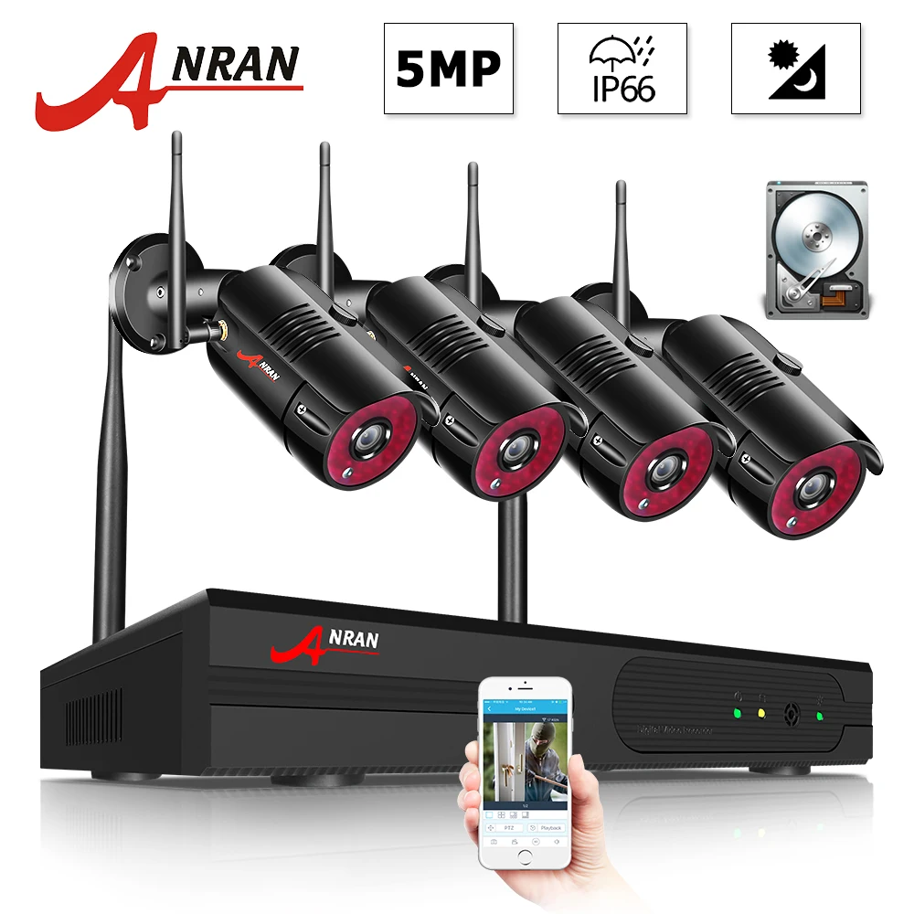 

ANRAN 1920P Wireless Security Camera Kit 5MP NVR System Night Vision Outdoor Wifi Surveillance Camera System cctv Video Kit