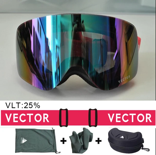 Векторные брендовые лыжные очки мужские и женские двойные линзы UV400 противотуманные лыжные очки снежные очки Взрослые лыжные очки для сноуборда - Цвет: red box