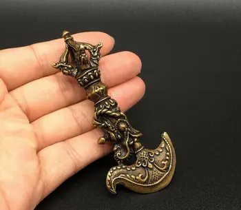 

Chinese Pure Brass Dragon Head Drop The Magic To Ward Off Bad Luck Small Statue