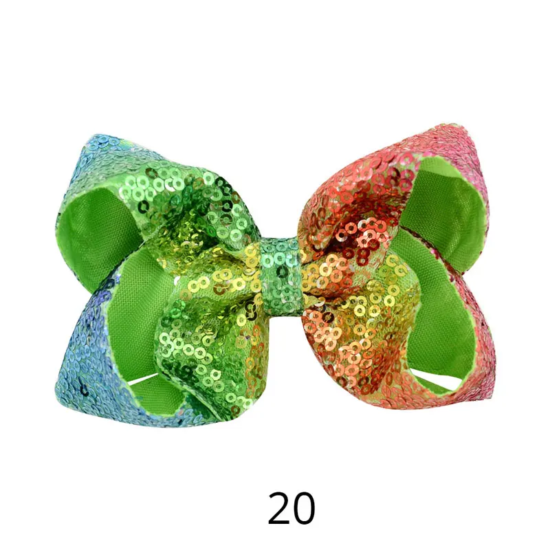 Riclia 20pcs Big Bow Kids Hairpins Sequin Colorful Child Hair Accessories Fashion Princess Hair Clips Boutique Girls Hair Bands - Цвет: 20