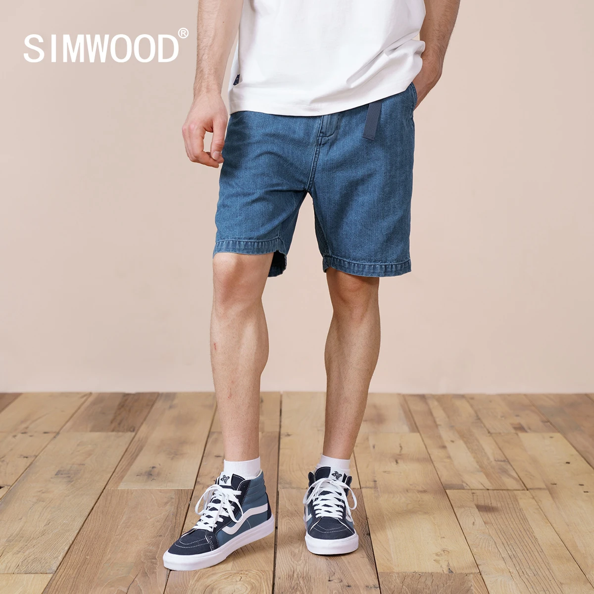 SIMWOOD pantalones cortos vaqueros de elástica para hombre, 2022 algodón, talla ropa de novedad, verano, 100%|Pantalones cortos| AliExpress