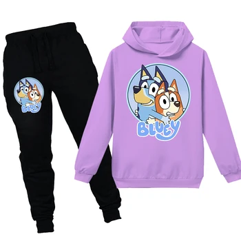 

Girls Kids Hoodie Suits Toddler Boys Clothing Set Cotton Bluey Bingo Hooded Sweatshirt Pants 2pcs Sets Teenages Autumn Clothes