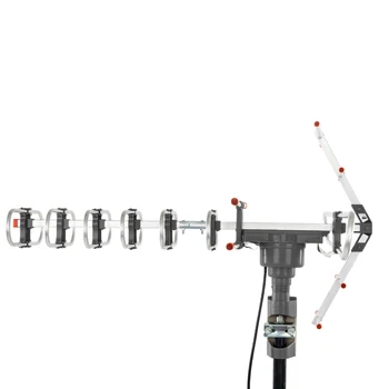 

Leadzm TA-101G 360°Rotation UV Dual Segment 45-860MHz 22-38dB Open Antenna Silver Outdoor Antenna Low Power Antenna US plug