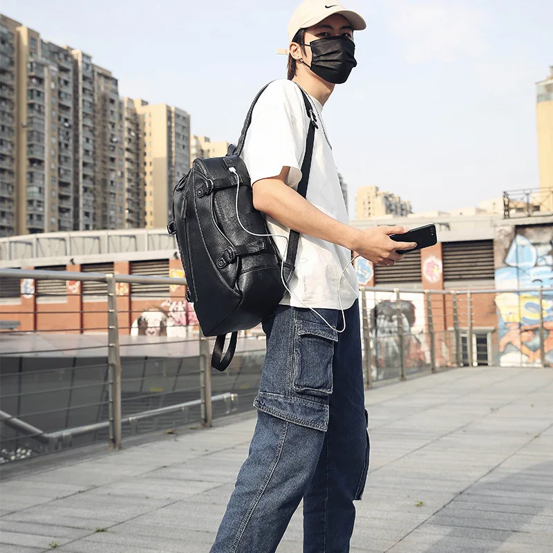 

Korean version of backpack men's backpack high school student bag fashion travel bag