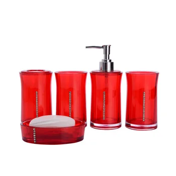 

5pcs Household Bathroom Accessory Set Simple Toilet Acrylic Lotion Bottle Washing Tool Soap Box Hotel Toothbrush Holder Odorless