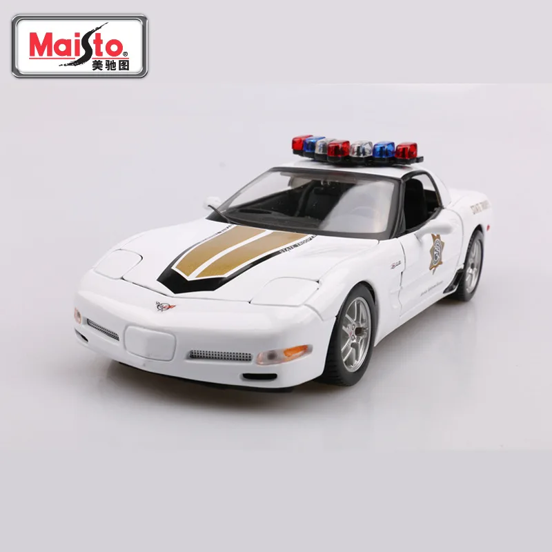 Maisto 1: 18 модель сплава Модель автомобиля Chevrolet Corvette Z06 Полицейская машина супер спортивная модель автомобиля