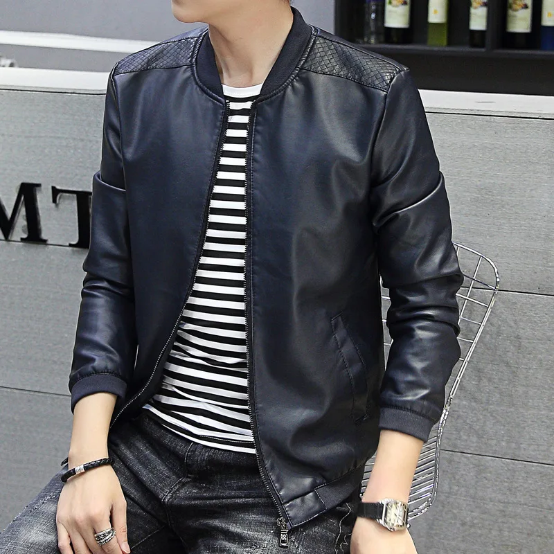New Products Autumn And Winter Men'S Wear Fashion Man Jacket Youth Slim Fit PU Leather Men's Casual Coat Kw-w217