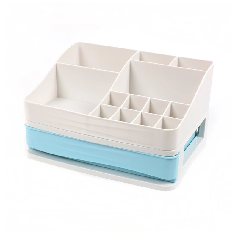blue 1 layer drawer Пластиковый ящик для косметики, коробка для хранения косметики, ювелирные изделия, лак для ногтей, контейнер для макияжа, домашний офис, настольный органайзер для мелочей - Цвет: blue 1 layer drawer