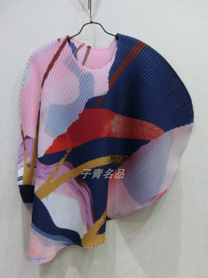 Горячая Распродажа Miyake модная футболка с круглым вырезом и принтом в виде крыльев летучей мыши