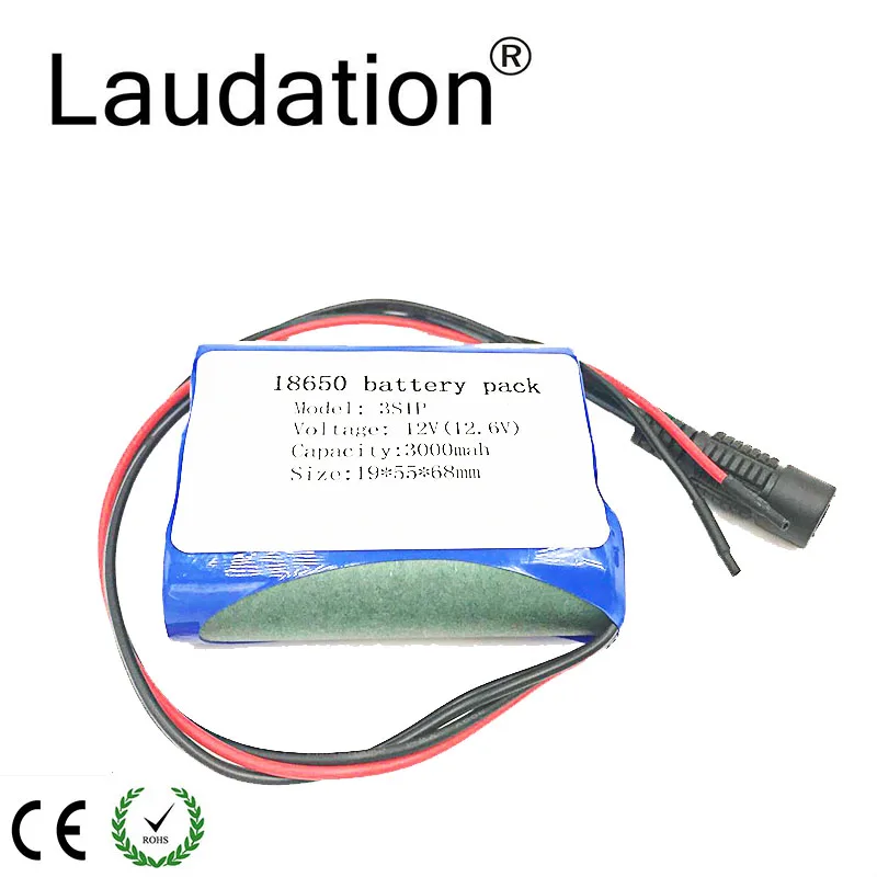 Laudation 12V 3000 mAh 3S 1P Литий ионная батарея 18650 литиевая аккумуляторная защитная