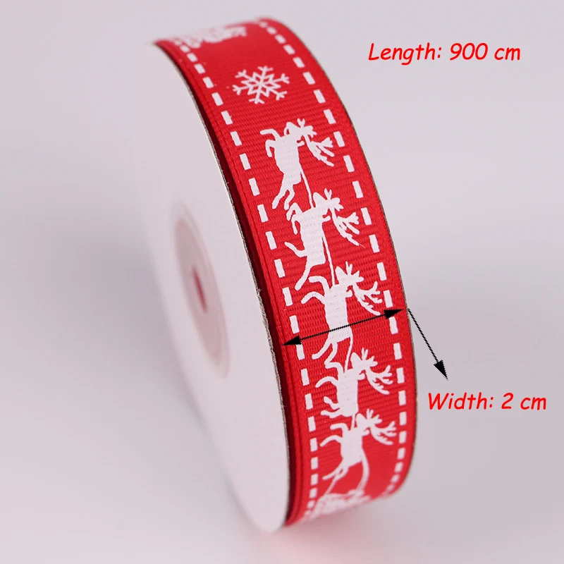 Red Elk (2cm) Полиэфирные печатные рождественские корсажные ленты DIY рождественские вечерние материалы для упаковки(10 ярдов/партия 10 мм/15 мм/25 мм - Цвет: Red Elk (2cm)