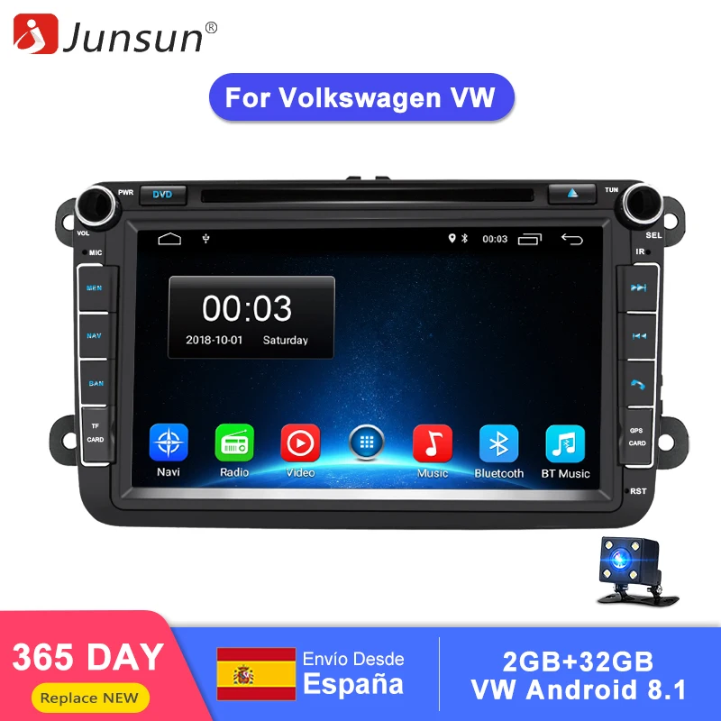 

Junsun 2 din Car Radio Multimedia dvd player For VW Volkswagen Golf Passat leon Tiguan Polo Octavia Skoda SEAT GPS 2+32G android