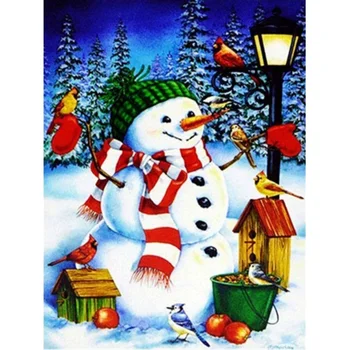 

New Household DIY Children Gift Colorful Full Diamond Covered Santa Snowman Theme Diamond Painting Cross Stitch Decoration