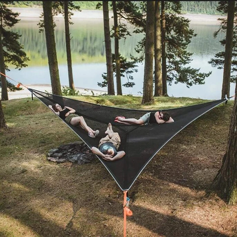 Hamaca para varias personas, diseño patentado de 3 puntos, portátil,  multifuncional, triangular, aérea, conveniente para acampar y dormir -  AliExpress Muebles