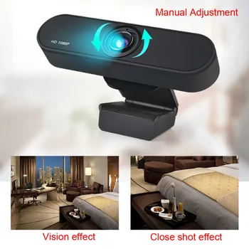 

USB HD1080P Webcam Microphone Video Call Computer Camera Stand for Microsoft HP Remote Learning Computer with Microphone