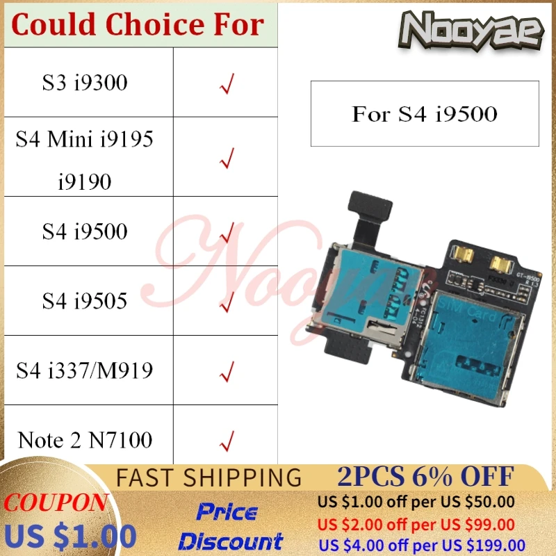 For Samsung Galaxy S3 I9300 S4 Mini I9190 I9500 I9505 N7100 Sim Card Reader Holder Micro Sd Memory Socket Slot Tray Flex Cable Mobile Phone Flex Cables Aliexpress