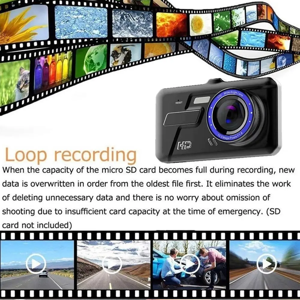 " Автомобильный видеорегистратор, камера для автомобиля, Full HD 1080P DVR, 170 градусов, широкий угол, ночное видение, Автомобильный видеорегистратор, приборная панель, камера DVR Yj09