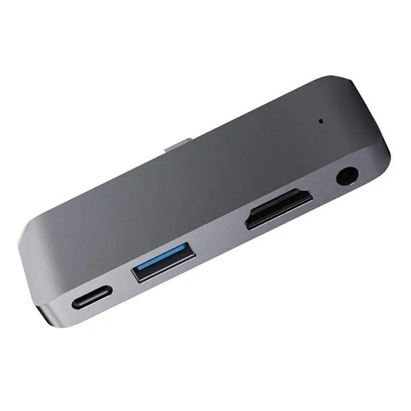 Серый Durable Type-C Docking Station Wear-resistant Type-C to 3.5mm Audio Jack HDMI USB3.0 Docking Station HUB Converter Adapter - Цвет: Серый