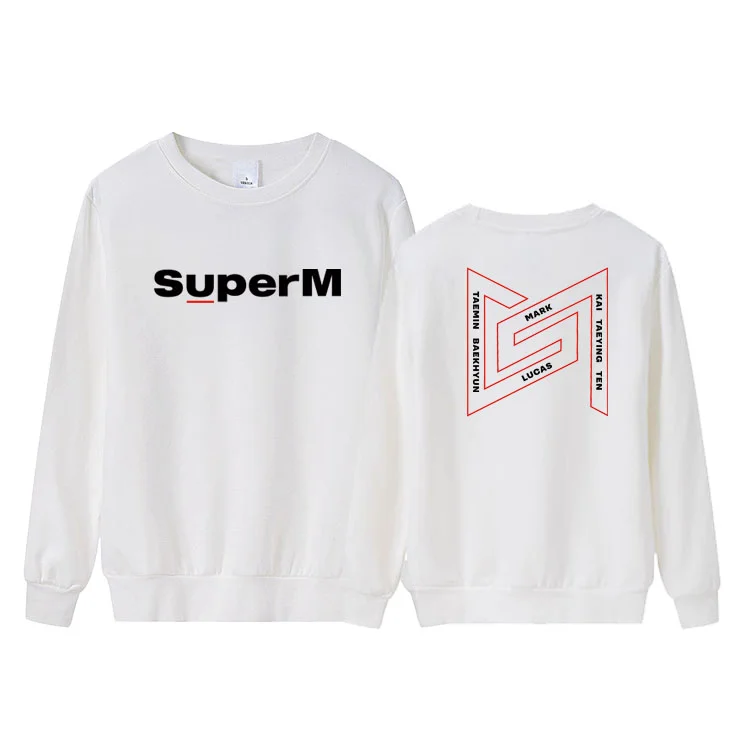 Новые корейские K-pop SuperM BAEKHYUN KAI толстовки KPOP SuperM поддерживающие толстовки плюс размер пуловеры SuperM мужская Группа одежды - Цвет: W2