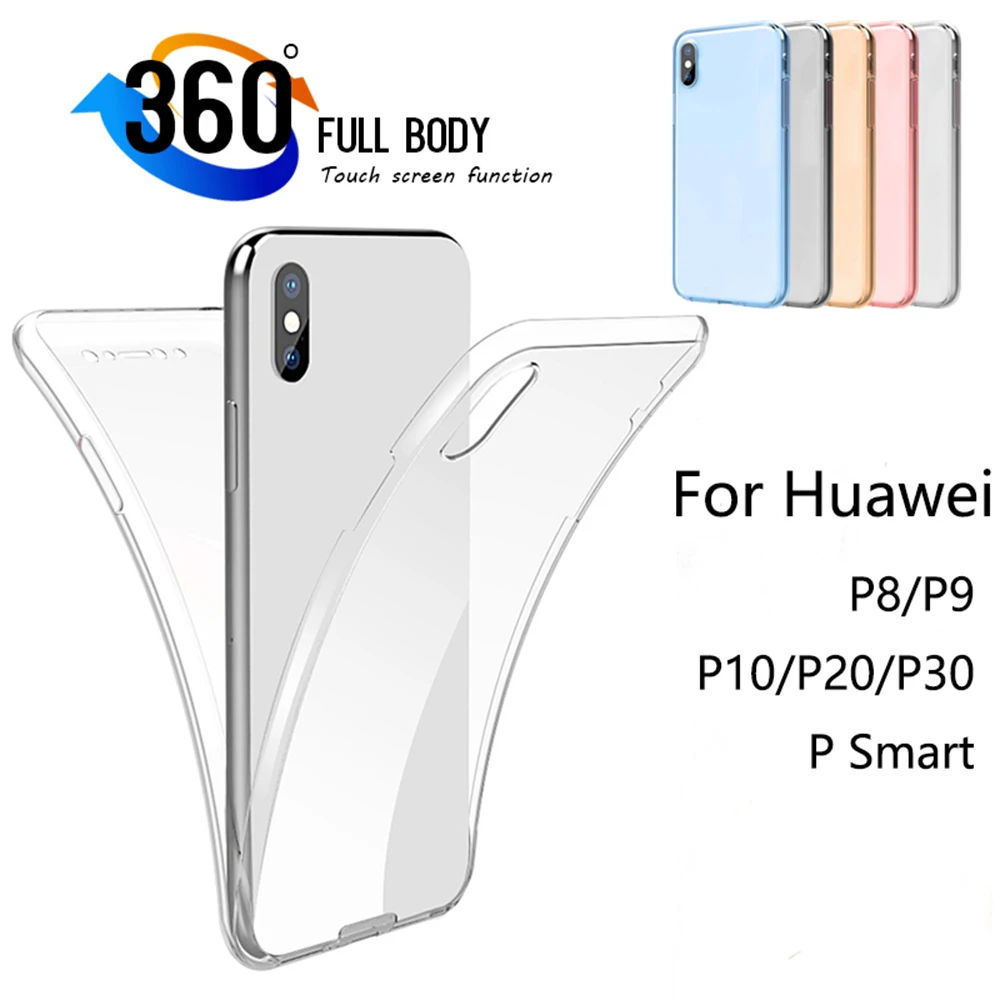 Прозрачный 360 Полный корпус покрытие ТПУ чехол для телефона для huawei P8 Lite P9 мягкий прозрачный двусторонний мобильный чехол для P10 P20 Pro P30