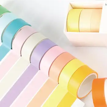 

12pcs/set Macaron Candy Color Paper Tape Kawaii Planner Handbook Decorative Paper Washi Masking Tape Stationery Office Supplies