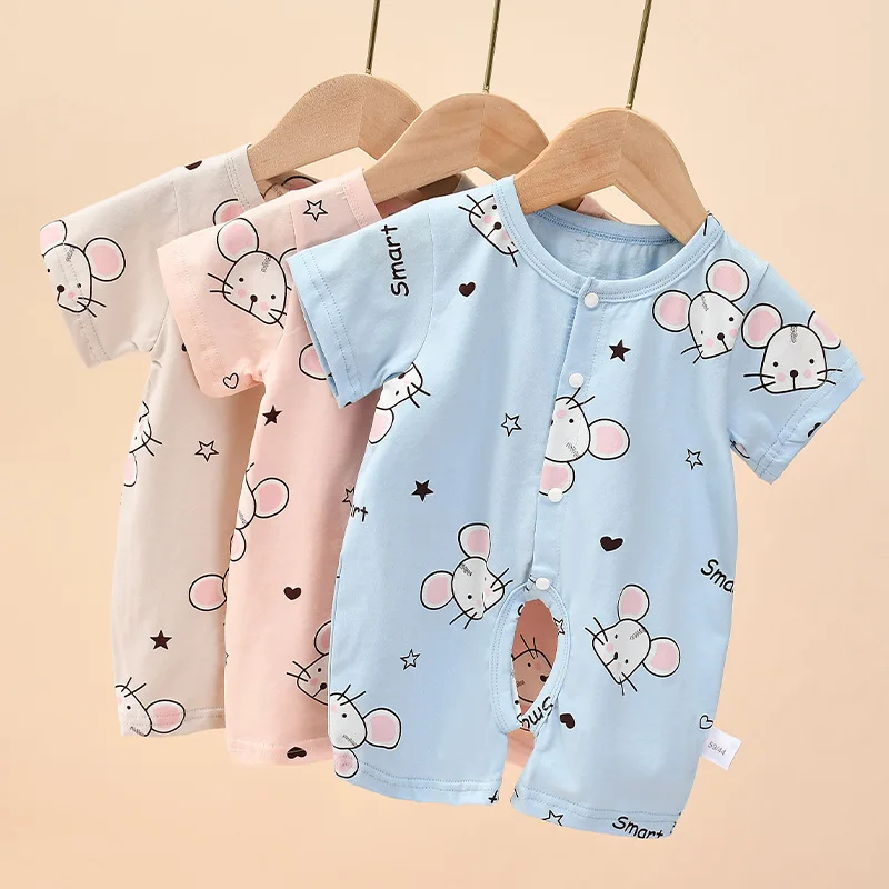 

Baby Newborn Jumpsuit Bebe Boys Girls Kids Summer Short-sleeved Clothes Thin Cotton Infant Toddler Rompers Fashion Clothing