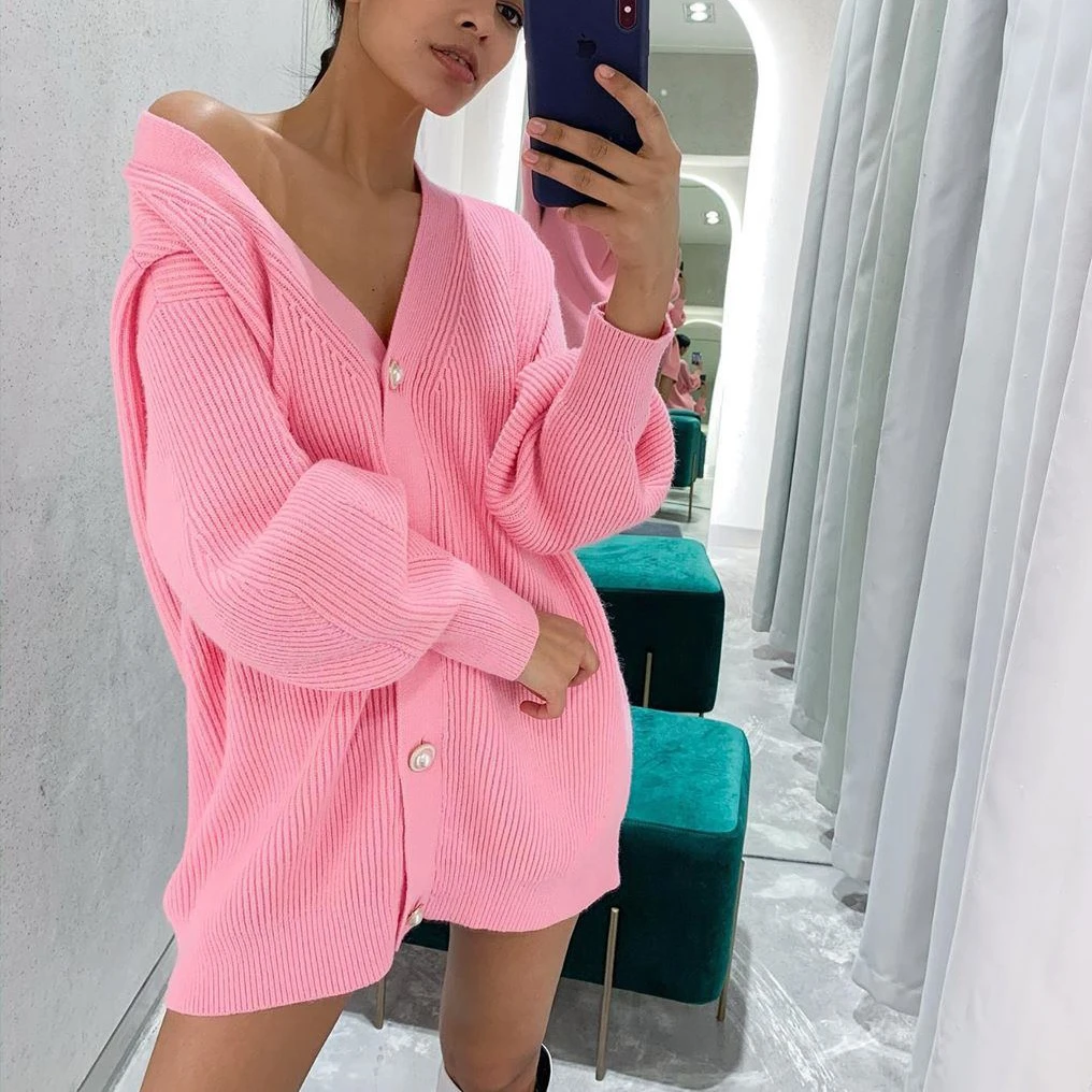 MEIYANGYOUNG V Neck knitted Sweater Cardigan women Single Breasted Oversized Cardigans crop top Autumn winter ladies sweater | Отзывы и видеообзор -4001205417778