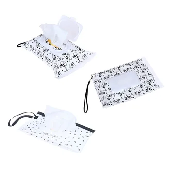 

Eco-friendly Wet Wipes Bag Clamshell Cosmetic Pouch Clutch And Clean Wipes Carrying Case Easy-carry Snap-strap Wipes Container