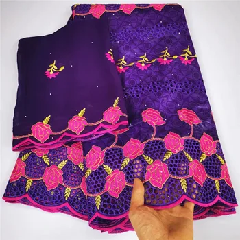 

7Y Swiss Voile Lace African Bazin Riche Fabric Embroidered Perforated Basin Brode Brocade Fabric for Dress Material d66-407