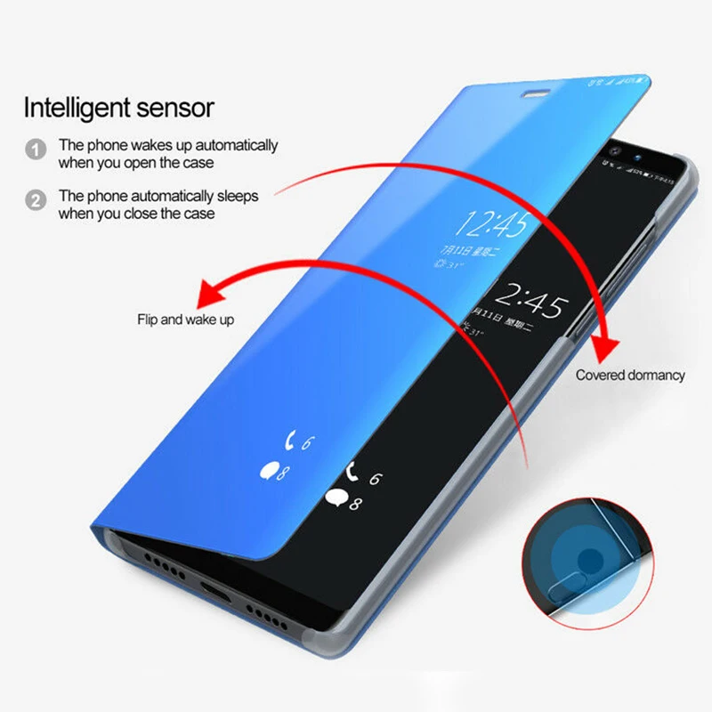 Чехол для телефона samsung Galaxy A20 A30 A40 A50 A70, умный зеркальный кожаный флип-чехол для samsung Galaxy A70 A40 A30 Funda