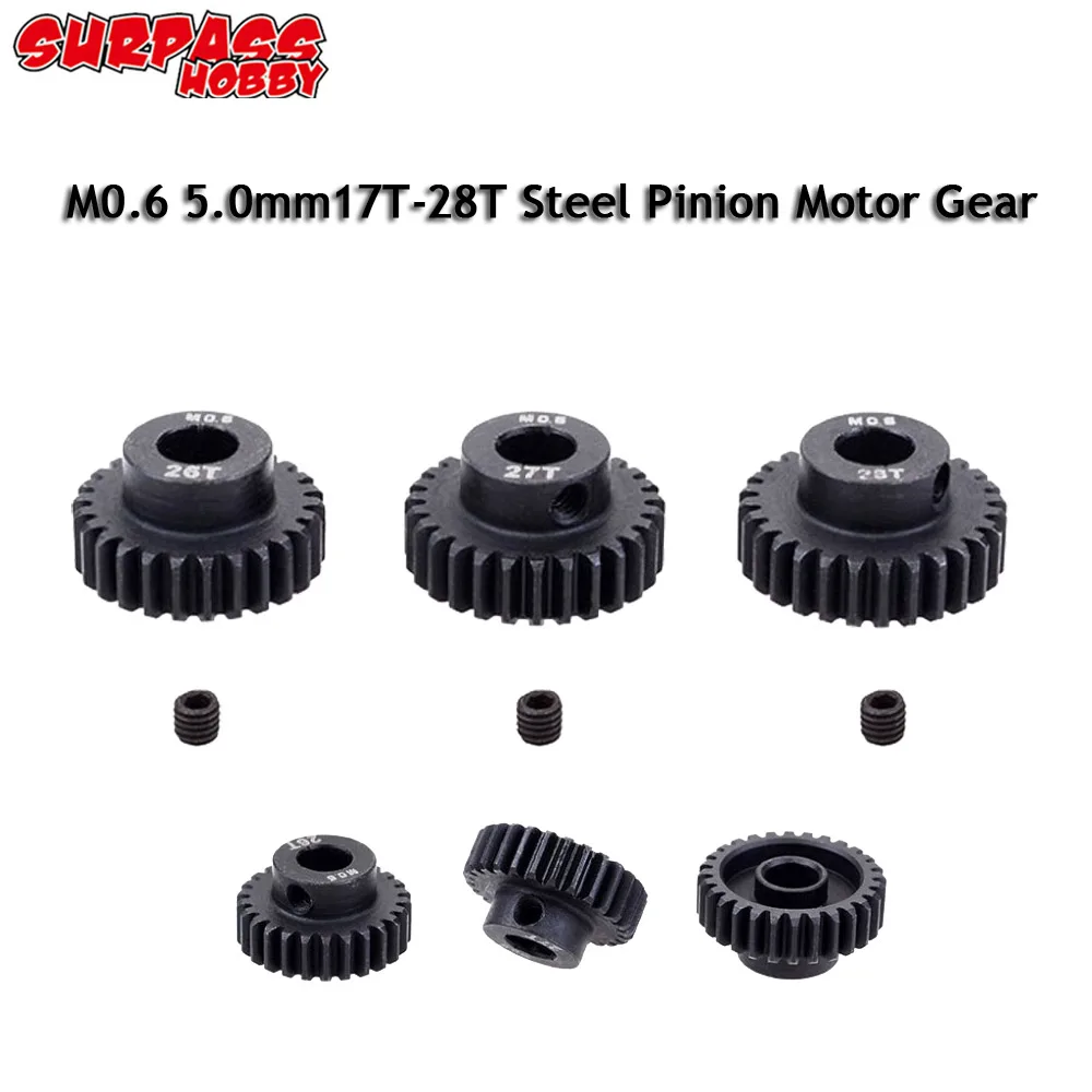 M0.6 5 0 мм 17T 18T 19T 20T 21T 22T 23T 24T 25T 26T 27T 28T стальной шестерни двигателя для TRX4 SCX10 RC 1/8 1/10