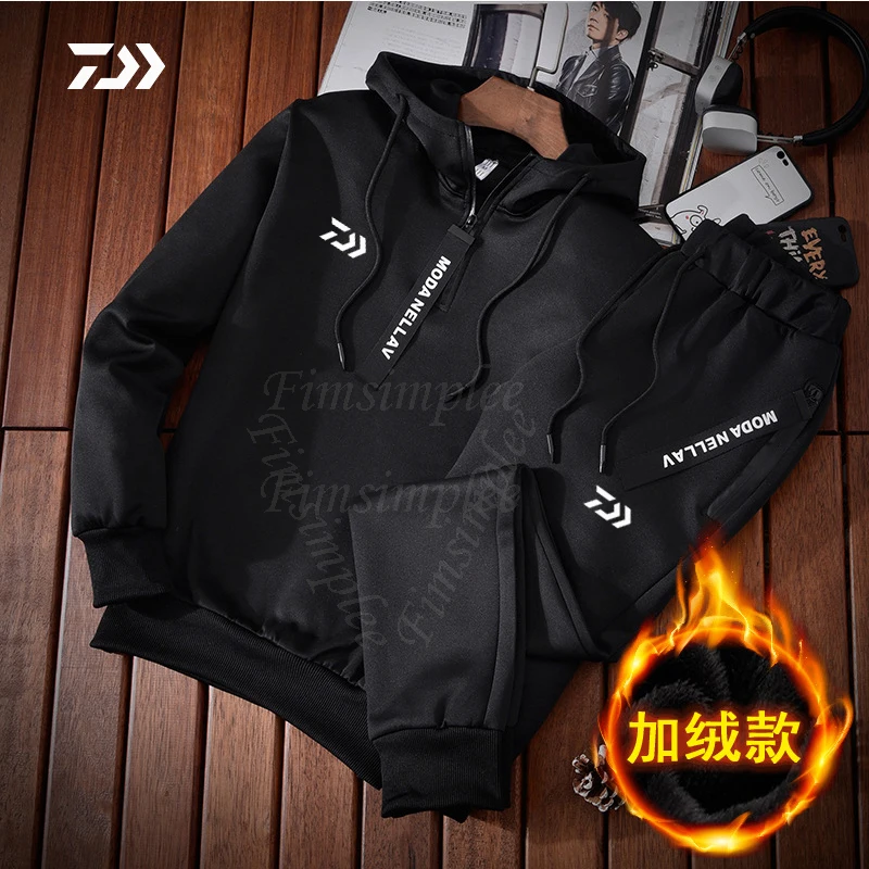 Одежда Daiwa, зимние костюмы для рыбалки, одежда для рыбалки, толстовка с капюшоном, утолщенная куртка для рыбалки, Спортивная Толстовка для мужчин и женщин, спортивная одежда