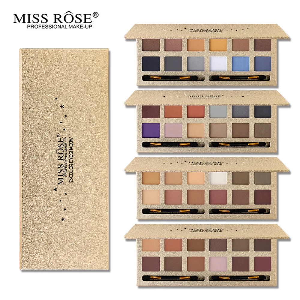 

2019 Miss Rose 12 Color Matte Eyeshadow Earth Color Makeup Palette High Pigmented Golden Cosmetics Shimmer Eye Shadow