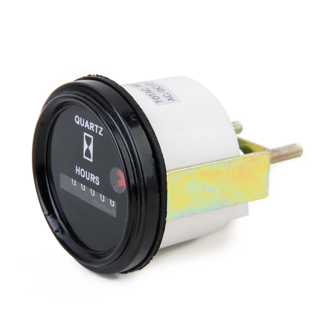 DC / AC 12-36V Quartz Hour Meter Gauge, Round Shape, For Fork lifts, Buses, Trucks, Golf Carts, Vehicles