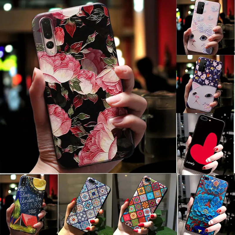 3D Emboss Case For Google Pixel 4A 3A 2 XL Case Silicone Flower Soft TPU Cover