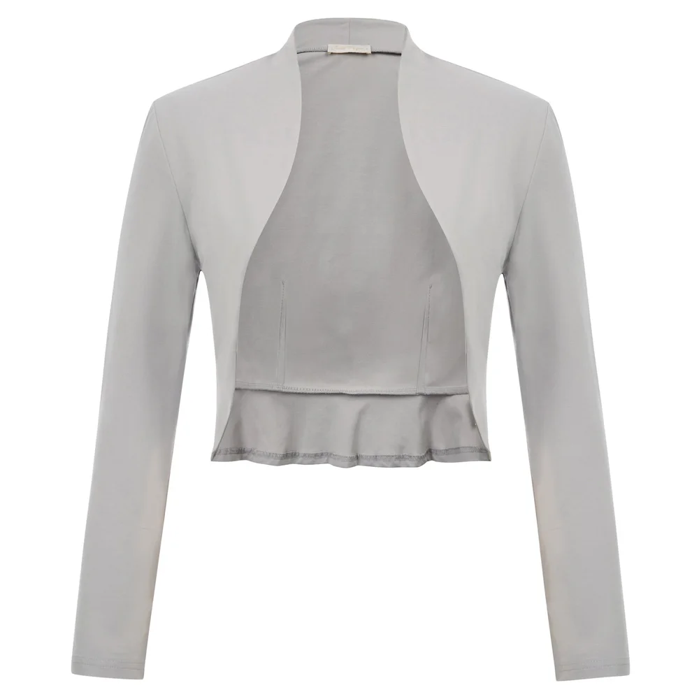 Light Gray Belle Poque, женские винтажные куртки с длинным рукавом, открытая передняя гофрированная кромка, хлопковое болеро, болеро, модное женское пальто для отдыха - Цвет: Light Gray