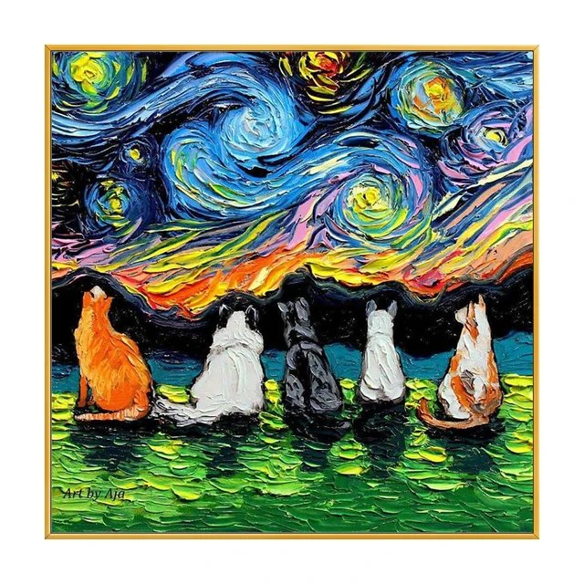 Animal in Starry Night Abstract Oil Paintings Printed on Canvas 6