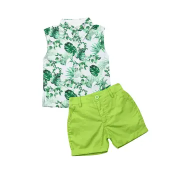 

2Pcs Toddler Kids Baby Boy Clothes SleevelessPrint T Shirt Tops Shorts Pants Summer Outfits Clothing