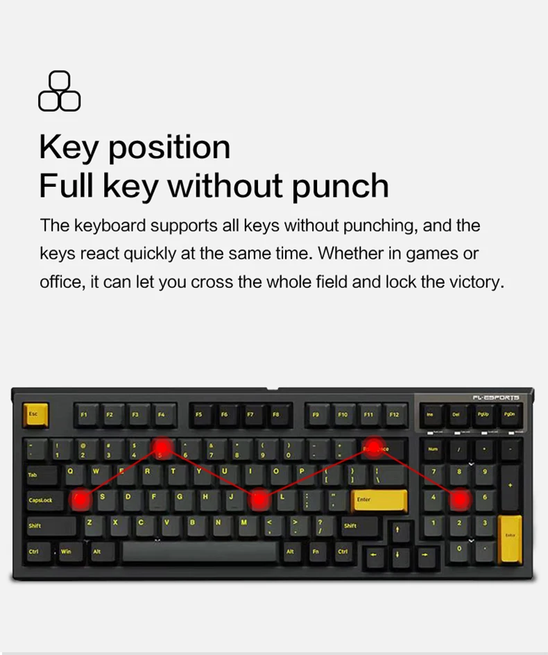 keyboard with touchpad for pc FL·ESPORTS FL980 Mechanical Keyboard 98-Key Wireless 2.4G Bluetooth Three-Mode Fullkey Switchable Axis Game Office Equipment mini computer keyboard