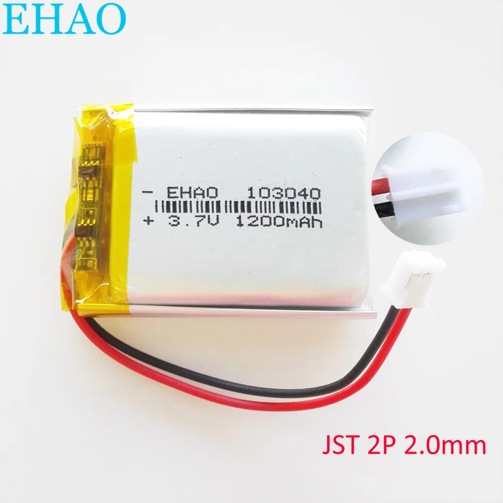 Bateria Recarregável do Polímero do Lítio Lipo 3.7v 1200mah 103040 Mais Jst ph 2pin Tomada de 2.0 mm Mp3 Gps Dvd 10 Peças - Image 6