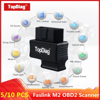 

5/10 PCS TopDaig Fastlink M2 Bluetooth 4.0 ELM327 OBD2 Scanner Fault Code Read All OBD2/EOBD Features 9 Languages Used By App