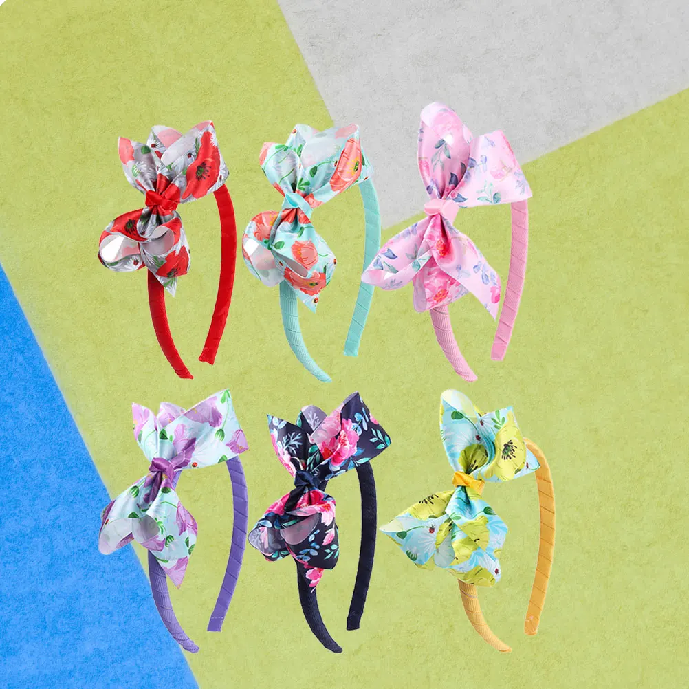 6pcs Hair Hoops Bowknot Fashion Printing Decorative Durable Hair Accessories Hair Hoop Headdress Headband for Woman Lady Girl